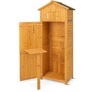 CostwayArmoire de Jardin en Bois Imperméable avec Toit Abri de Jardin avec Table Pliable Étagères et 8 Crochets 75x50x180,5CM