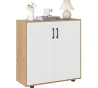 CostwayArmoire de Rangement à 2 Portes Meuble d'Accent Moderne avec Étagère Ajustable avec 2 Kits Anti-basculement Naturel