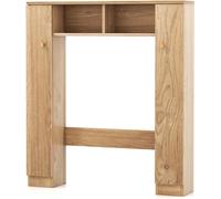 CostwayArmoire de Rangement Au-dessus des Toilettes Organisateur de Rangement 2 Compartiments Ouverts Rangement Autoportant pour Buanderie Naturel