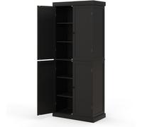 CostwayArmoire de Rangement avec 4 Portes 2 Étagères Réglables Dispositif Anti-renversement Salon Chambre Cuisine 76 x 40 x 184,5 cm Noir