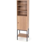 CostwayArmoire de Rangement de 145 cm de Haut Armoire Autoportante avec Etagères Réglables et Rangement Inférieur Support en Métal Naturel