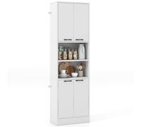 CostwayArmoire de Rangement de 190 cm de Haut avec Portes et Etagères Charnières de Sécurité Kits Anti-basculement Buffet de Rangement Blanc