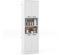CostwayArmoire de Rangement de 190 cm de Haut avec Portes et Etagères Charnières de Sécurité Kits Anti-basculement Buffet de Rangement Blanc