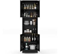 CostwayArmoire de Rangement de 190 cm de Haut avec Portes et Etagères Charnières de Sécurité Kits Anti-basculement Noir