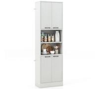 CostwayArmoire de Rangement de 190 cm de Haut avec Portes et Etagères Charnières de Sécurité Kits Anti-basculement Chêne Blanc