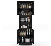 CostwayArmoire de Rangement de 190 cm de Haut avec Portes et Etagères Charnières de Sécurité Kits Anti-basculement Noir