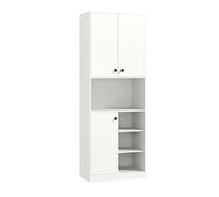 CostwayArmoire de Rangement de Cuisine Buffet Haut Moderne de 166 cm avec Support pour Micro-ondes Station de Bar Blanc