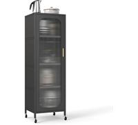 CostwayArmoire de Rangement en Métal à 5 Niveaux Garde-Manger de Cuisine Étroit Haut avec Étagères Réglables Organiseur Utilitaire Noir