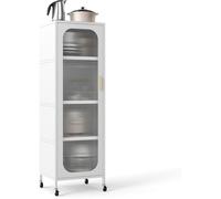 CostwayArmoire de Rangement en Métal à 5 Niveaux Garde-Manger de Cuisine Étroit Haut avec Étagères Réglables Organiseur Utilitaire Blanc