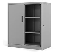 CostwayArmoire de Rangement en Métal avec 2 Portes Verrouillables Armoire à Outils de Garage avec 2 Étagères Réglables Armoire de Classement Gris