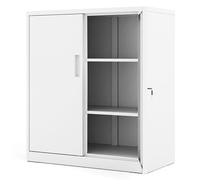 CostwayArmoire de Rangement en Métal avec 2 Portes Verrouillables Armoire à Outils de Garage avec 2 Étagères Réglables Armoire de Classement Blanc