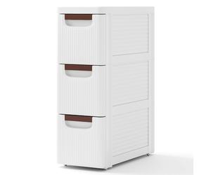 CostwayArmoire de Rangement Étroite pour Petits Espaces Unité Organisatrice Roulante à 3 Tiroirs avec Roues Intégrées Conteneur en Plastique Blanc