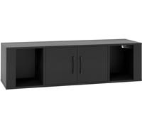 CostwayArmoire de Rangement Flottante à 2 Portes Bureau Suspendu Mural avec 2 Cubes Meuble de Console sous Télévision Noir