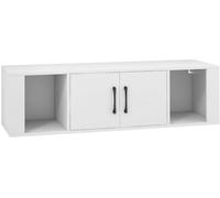 CostwayArmoire de Rangement Flottante à 2 Portes Bureau Suspendu Mural avec 2 Cubes Meuble de Console sous Télévision Centre de Console Média Blanc