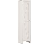 CostwayArmoire de Rangement Haute Armoire Autoportante Tour de Rangement Au Sol avec Quatre Étagères et Une Porte Armoire Étroite Blanc