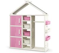 CostwayArmoire de Rangement pour Enfants Armoire à Vêtements Suspendue Organisateur de Rangement de Vêtements Rose