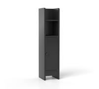 CostwayArmoire de Rangement pour Salle de Bain avec Porte et Étagères Réglables Support de Papier Toilette Étroit avec Étagère Réglable Noir