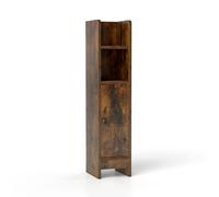 CostwayArmoire de Rangement pour Salle de Bain avec Porte et Étagères Réglables Support de Papier Toilette Étroit avec Étagère Réglable Brun Rustique
