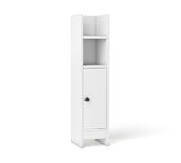 CostwayArmoire de Rangement pour Salle de Bain avec Porte et Étagères Réglables Support de Papier Toilette Étroit avec Étagère Réglable Blanc