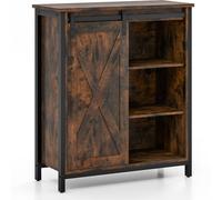 CostwayArmoire de Rangement Rustique Buffet Rustique avec Porte de Grange Coulissante Etagères Réglables Console de Service Brun Rustique