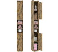 CostwayArmoire de Salle de Bain Haute Organiseur Étroit avec 2 Portes et Étagères Réglables Porte-papier Toilette et Crochet Latéral Café