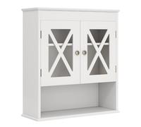 CostwayArmoire de Salle de Bain Murale Armoire à Pharmacie avec 2 Portes en Acrylique Étagère Ajustable Compartiment Ouvert Blanc