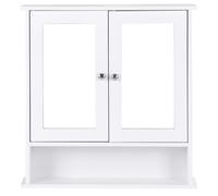 CostwayArmoire de Toilette Armoire Murale pour Aalle de Bains Armoire à Pharmacie Portes Miroir en MDF, 56x13x58cm, Blanc