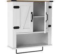 CostwayArmoire Murale de Salle de Bain avec Barre à Serviettes Armoire à Pharmacie avec Étagère Ajustable Organisateur de Rangement Blanc