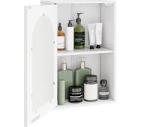 CostwayArmoire Murale de Salle de Bain avec Porte en Verre et Étagère Réglable Armoire Murale en Bois pour Salle de Bain 35 X 20 X 525 Cm Blanc