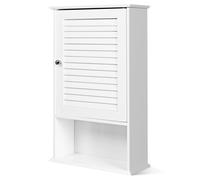 CostwayArmoire Murale pour Salle de Bain avec Étagère Réglable 1 Porte Persienne et 1 Étagère Ouverte Blanc