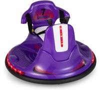 CostwayAuto-Tamponneuse Electrique 360° pour Enfants Télécommande 2.4G Contours Anti-Chocs pour Garçon et Fille 3-8 Ans Violet