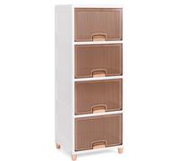 CostwayBacs de Rangement de 150 L avec Couvercles Conteneurs de Rangement Empilables à 4 Niveaux avec Portes Magnétiques Blanc