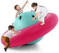 CostwayBalle Gonflable Enfants Ø233cm avec 6 Poignées Château Gonfable en PVC avec Surface Élastique Balle Rebondissante pour 3 Enfants de 5 Ans+ Rouge