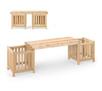 CostwayBanc de Jardin en Bois avec Jardinière Banc de Jardin pour 2 Personnes avec 2 Bacs à Fleurs Latéraux Conception à Fentes Naturel