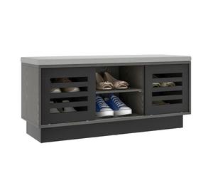 CostwayBanc de Rangement avec Étagère à Chaussures avec Siège Étagère Réglable Porte Coulissante Café