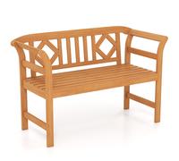 CostwayBanc d'Extérieur en Bois d'Acacia pour 2 Personnes avec Dossier et Accoudoirs Meuble de Jardin pour Porche Arrière-cour Capacité 360 KG