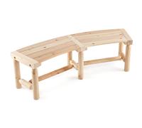 CostwayBanc Incurvé de Terrasse Banc en Bois Carbonisé pour Table Ronde Siège Spacieux et Lattes Banc en Bois Rustique Charge 325Kg Naturel
