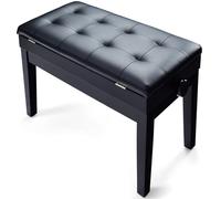 CostwayBanc/Tabouret de Piano 2 Places avec Coffre de Rangement Hauteur Réglable en Bois Massif et Fer 75x35x45-54cm Noir