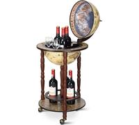 CostwayBar globe terrestre Mappemonde en bois d'eucalyptus Style classique du 16e siècle, à roulettes 44,3x44,3x88cm