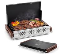 CostwayBarbecue Charbon Grill Pliable avec 2 Hauteurs de Grille Réglables Bac à Charbon Amovible Aérations 4 Côtés 62 x 43,5 x 41,5 cm Noir