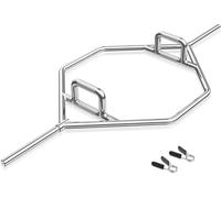 CostwayBarre de Piège Hexagonale Olympique d'Haltérophilie Charge 226KG Barre de Levage avec Poignées Moletées Plates ou Surélevées Entraînement de Squats Soulevés de Terre Argent
