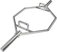 CostwayBarre de Piège Hexagonale Olympique d'Haltérophilie Charge 363KG Barre de Levage Pliable avec Poignées Texturées Manchons 25 CM Argent