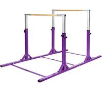 CostwayBarres Parallèles de Gymnastique Hauteur Réglable 11 Niveaux Double Barre Gymnastique à Largeur Réglable Charge 100KG pour 6 à 12 Ans Violet