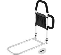 CostwayBarrière de Lit Adulte Barre d Appui pour Lit Anti-Chutes Barre de Redressement Lit avec Double Poignée Sangle Fixation Charge 136 KG