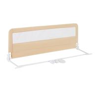 CostwayBarrière de Lit Bébé Sûre à Hauteur Ajustable avec Tissu en Maille Durable Ceinture de Fixation Beige