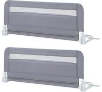 CostwayBarrière de Lit Enfants 100 x 42 cm avec Sangles Barrière de Sécurité Pliable avec Tissu en Maille Respisante Angle Réglable 0°à 180° Gris