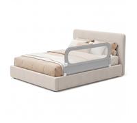 CostwayBarrière de Lit Pliable pour Bébé Barrière de Lit Ajustable de 148 CM avec Housse Amovible en Tissu Oxford & Base en U Robuste Gris