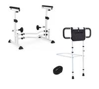 CostwayBarrière de Lit Pliable pour Seniors Barrière de Sécurité + Cadre de Sécurité avec Hauteur et Largeur Réglables Charge 136 kg Blanc