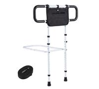 CostwayBarrière de Lit Pliable pour Seniors Barrière de Sécurité pour Personnes Âgées avec Largeur et Hauteur Réglables Poche de Rangement Blanc