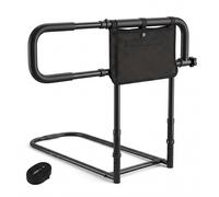 CostwayBarrière de Lit Pliante pour Seniors Barrière de Lit Sécurisée pour Adultes Âgés avec Largeur et Hauteur Réglables Poche Amovible Noir